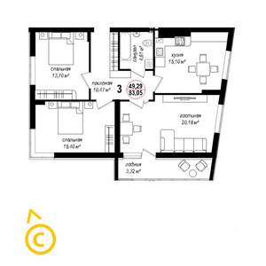 3-к квартира, вторичка, 84м2, 2/10 этаж