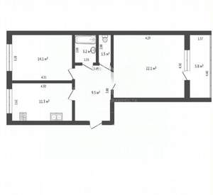 2-к квартира, вторичка, 68м2, 1/6 этаж