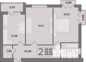 2-к квартира, вторичка, 65м2, 3/9 этаж