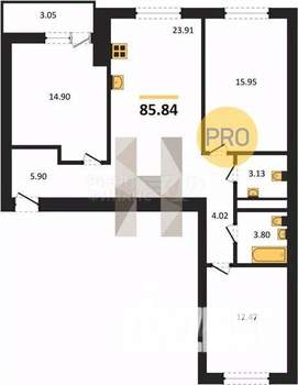 2-к квартира, вторичка, 52м2, 8/8 этаж