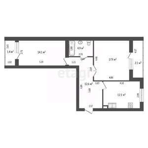 2-к квартира, вторичка, 65м2, 1/8 этаж