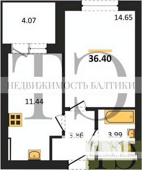 1-к квартира, вторичка, 36м2, 1/4 этаж
