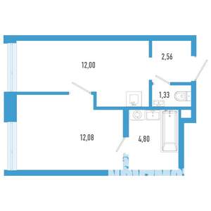 1-к квартира, вторичка, 33м2, 3/26 этаж