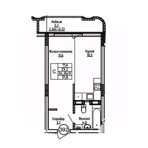 Студия квартира, вторичка, 32м2, 5/9 этаж