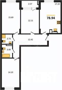1-к квартира, вторичка, 39м2, 6/9 этаж