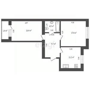 2-к квартира, вторичка, 60м2, 2/9 этаж