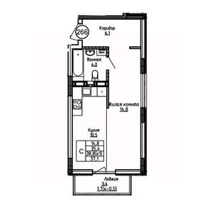 Студия квартира, вторичка, 37м2, 8/9 этаж