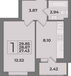 1-к квартира, вторичка, 30м2, 6/9 этаж