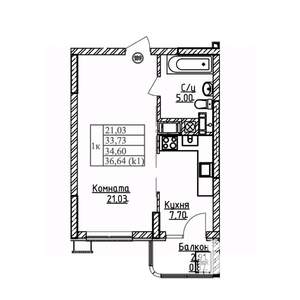 1-к квартира, вторичка, 35м2, 8/9 этаж