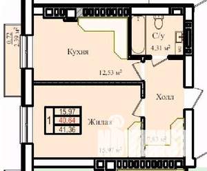 1-к квартира, строящийся дом, 41м2, 7/9 этаж