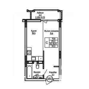 Студия квартира, вторичка, 31м2, 4/9 этаж