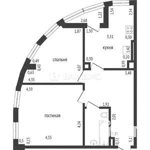 2-к квартира, вторичка, 62м2, 1/9 этаж