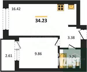 1-к квартира, вторичка, 34м2, 3/9 этаж