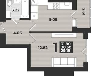 1-к квартира, вторичка, 32м2, 9/9 этаж