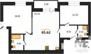 2-к квартира, вторичка, 66м2, 1/9 этаж