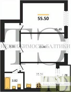 2-к квартира, вторичка, 56м2, 3/9 этаж