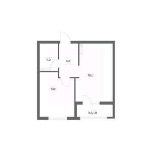 1-к квартира, строящийся дом, 43м2, 4/18 этаж