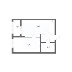 1-к квартира, строящийся дом, 43м2, 1/8 этаж