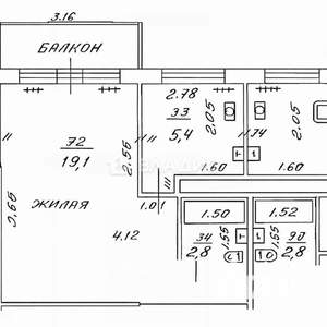 1-к квартира, вторичка, 32м2, 3/5 этаж