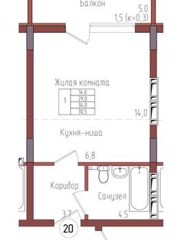 Студия квартира, вторичка, 31м2, 3/9 этаж