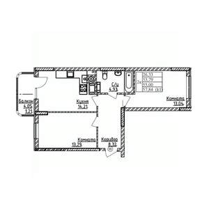2-к квартира, строящийся дом, 55м2, 5/9 этаж