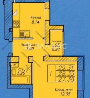 1-к квартира, вторичка, 30м2, 2/9 этаж