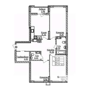 3-к квартира, строящийся дом, 84м2, 3/9 этаж