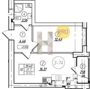 1-к квартира, вторичка, 38м2, 1/8 этаж