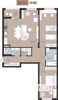 2-к квартира, вторичка, 96м2, 4/10 этаж