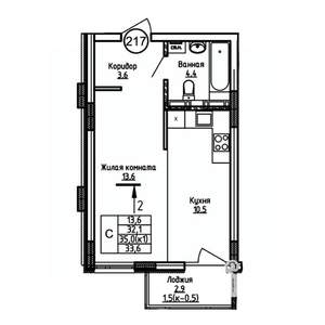 Студия квартира, вторичка, 34м2, 2/9 этаж