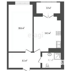 1-к квартира, вторичка, 50м2, 7/10 этаж