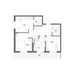 3-к квартира, строящийся дом, 67м2, 8/8 этаж