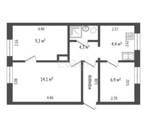 3-к квартира, вторичка, 43м2, 2/2 этаж