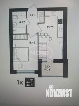 1-к квартира, вторичка, 40м2, 2/9 этаж