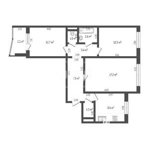 3-к квартира, вторичка, 64м2, 2/10 этаж