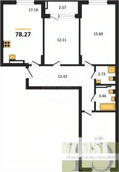 3-к квартира, вторичка, 78м2, 3/9 этаж