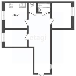 2-к квартира, вторичка, 63м2, 6/9 этаж