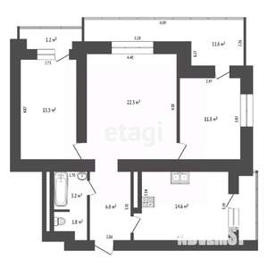 3-к квартира, вторичка, 88м2, 14/16 этаж