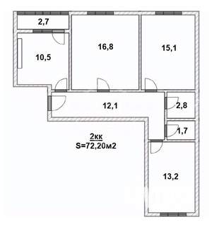 3-к квартира, вторичка, 72м2, 2/7 этаж