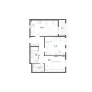 2-к квартира, вторичка, 73м2, 2/8 этаж