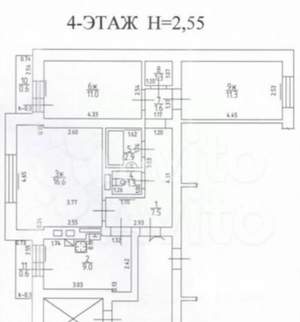 3-к квартира, вторичка, 70м2, 4/7 этаж
