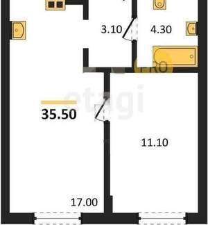 1-к квартира, вторичка, 36м2, 1/5 этаж