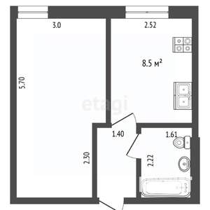1-к квартира, вторичка, 31м2, 1/5 этаж