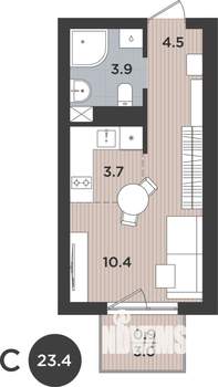 1-к квартира, вторичка, 23м2, 2/9 этаж