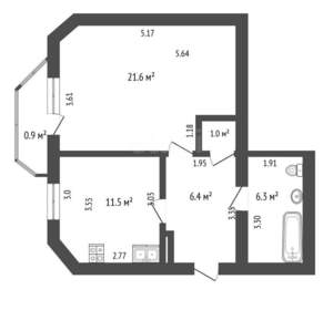 1-к квартира, вторичка, 47м2, 14/14 этаж