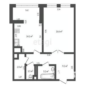 1-к квартира, вторичка, 47м2, 3/10 этаж