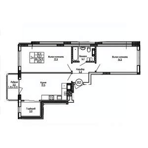 2-к квартира, вторичка, 65м2, 5/9 этаж