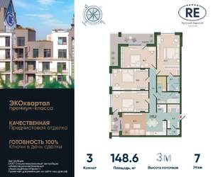 4-к квартира, вторичка, 149м2, 7/10 этаж