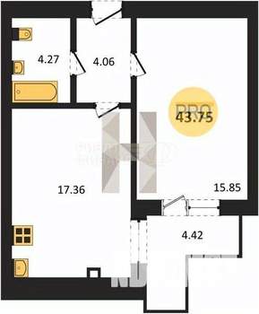 1-к квартира, вторичка, 40м2, 7/10 этаж