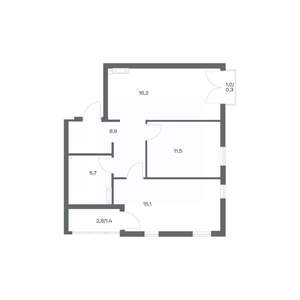 2-к квартира, строящийся дом, 59м2, 4/18 этаж